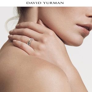 DAVID YURMAN 750 18K GOLD & 925 STERLING SILVER X CROSSOVER RING
